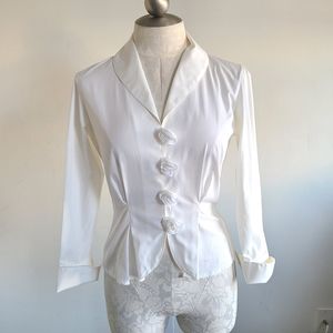 Anne Fontaine Fleupo Fleur Popeline White Blouse 38